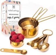 🥄 gold stainless steel measuring cups and spoons set - stylish stackable kitchen accessories (8-piece) logo