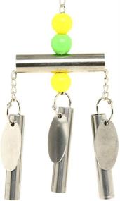 img 1 attached to 🐦 QBLEEV Stainless Steel Bell Bird Toys - Hanging Chew Bead Toy for Macaw, African Greys, Small Cockatoo, Parakeet, Cockatiels - Bird Cage Accessories