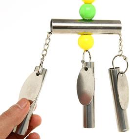 img 3 attached to 🐦 QBLEEV Stainless Steel Bell Bird Toys - Hanging Chew Bead Toy for Macaw, African Greys, Small Cockatoo, Parakeet, Cockatiels - Bird Cage Accessories