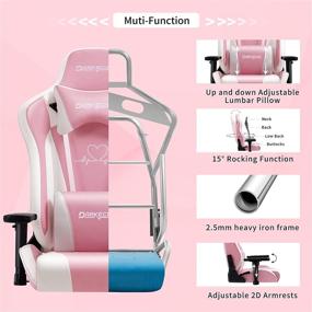 img 2 attached to 🎮 Darkecho Pink Gaming Chair - Big & Tall, Ergonomic Racing Office Chair with Footrest, Leather Reclining Gamer Chair, Adjustable Armrest, High Back, Video Game Chair with Headrest and Lumbar Support - Pink