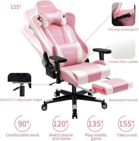 img 1 attached to 🎮 Darkecho Pink Gaming Chair - Big & Tall, Ergonomic Racing Office Chair with Footrest, Leather Reclining Gamer Chair, Adjustable Armrest, High Back, Video Game Chair with Headrest and Lumbar Support - Pink