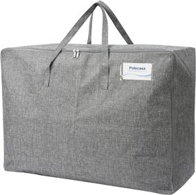 img 4 attached to 📦 Polecasa 105L Extra Large Storage Bag: Heavy Duty Moving Tote with Reinforced Handles, Zippers, and Tag Pocket - No Smell, Lead-Free Closet Organizers for Blankets, Clothes, Comforters, Pillows