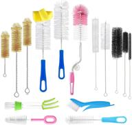 🧼 15pcs food grade multi-purpose bottle brushes set for efficient cleaning - cleaner brush with straw brush, bottle brush, blind duster, pipe cleaner, small & long, soft & stiff kit for baby bottles, nipples, tubes, jars, bird feeders logo