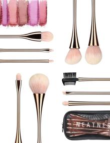 img 3 attached to 💫 SKYTREE 10-Piece Golden Makeup Brush Set: Premium Synthetic Brushes for Flawless Blending, Foundation, Powder, Blush, Concealer & Eyeshadow with Mesh Storage Case Bag