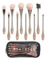 💫 skytree 10-piece golden makeup brush set: premium synthetic brushes for flawless blending, foundation, powder, blush, concealer & eyeshadow with mesh storage case bag logo