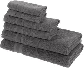 img 3 attached to Quick-Dry Grey Towel Set - 6 Piece High Absorbent 100% Turkish Cotton Towels for Bathroom, Pool, Gym, Camp, Travel, College Dorm: 2 Bath Towels, 2 Hand Towels, 2 Washcloths - Bath Linen Set in Grey