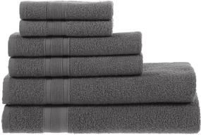 img 2 attached to Quick-Dry Grey Towel Set - 6 Piece High Absorbent 100% Turkish Cotton Towels for Bathroom, Pool, Gym, Camp, Travel, College Dorm: 2 Bath Towels, 2 Hand Towels, 2 Washcloths - Bath Linen Set in Grey
