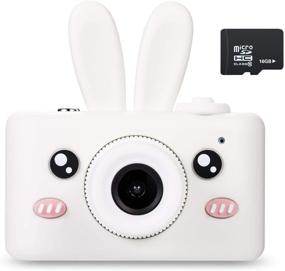 img 4 attached to 📷 Abdtech Rabbit Kids Camera - Rechargeable Digital Cameras with Shockproof Bunny Cover - Toy Cameras for Girls and Boys 5-10 Years Old - Includes 16GB SD Card - Ideal Birthday and Halloween Presents