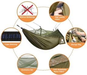 img 3 attached to 🏕️ Covacure Camping Hammock with Net - Lightweight Double Hammock, Portable Hammocks for Indoor and Outdoor Activities: Hiking, Camping, Backpacking, Travel, Backyard, and Beach