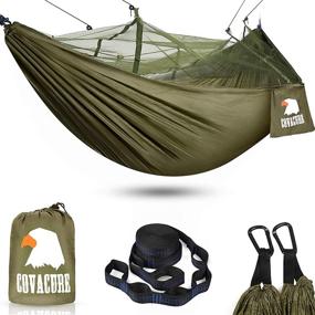 img 4 attached to 🏕️ Covacure Camping Hammock with Net - Lightweight Double Hammock, Portable Hammocks for Indoor and Outdoor Activities: Hiking, Camping, Backpacking, Travel, Backyard, and Beach