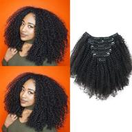 👩 4c clip in hair extensions for black women - 18inch kinky curly human hair extensions, natural black brown color, twisted out hair, 120g - sixstarhair logo