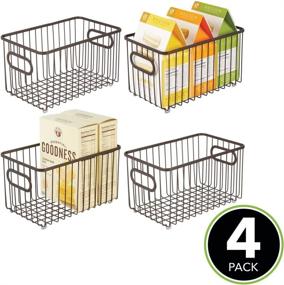 img 3 attached to 🧺 mDesign Farmhouse Wire Grid Food Storage Organizer Basket Bin - Multipurpose for Cabinets, Cupboards, Shelves, Countertops, Closets, Bedroom, Bathroom - 10 Inch length, Pack of 4 - Bronze