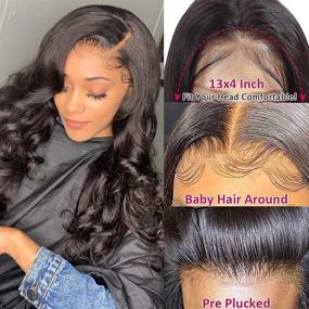 img 3 attached to 👩 HAIREASON Body Wave Lace Front Wigs Human Hair for Black Women, 18-Inch 13×4 Lace Frontal Wigs Pre-Plucked with Baby Hair, 150% Density Natural Hairline, Virgin Brazilian Wigs