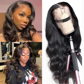 img 1 attached to 👩 HAIREASON Body Wave Lace Front Wigs Human Hair for Black Women, 18-Inch 13×4 Lace Frontal Wigs Pre-Plucked with Baby Hair, 150% Density Natural Hairline, Virgin Brazilian Wigs