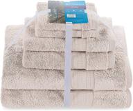 🛀 columbia modal 6-piece towel set - eco-friendly oeko-tex made in green cotton modal blend - super soft and highly absorbent - minimal lint - includes 2 bath towels, 2 hand towels &amp; 2 washcloths - stone logo