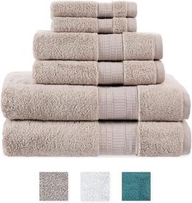 img 3 attached to 🛀 Columbia Modal 6-Piece Towel Set - Eco-Friendly Oeko-Tex Made in Green Cotton Modal Blend - Super Soft and Highly Absorbent - Minimal Lint - Includes 2 Bath Towels, 2 Hand Towels &amp; 2 Washcloths - Stone