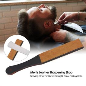 img 1 attached to 🔪 Handmade Men's Leather Sharpening Strop Shaving Strap for Barber Straight Razor and Folding Knife Belt with Custom Handle