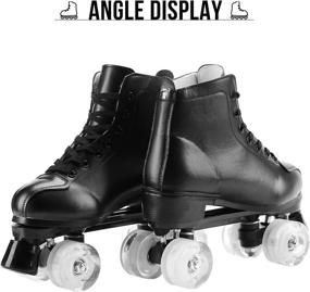 img 3 attached to 🛼 Adjustable PU Leather High-top Roller Skates for Women and Men - Mrekar Double Row 4-Wheels Roller Skates, Classic Shiny Indoor Outdoor Skates with Carry Bag