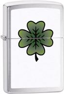 🍀 zippo lighter: four leaf clover - stylish brushed chrome finish logo