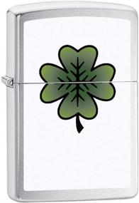 img 1 attached to 🍀 Zippo Lighter: Four Leaf Clover - Stylish Brushed Chrome Finish