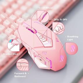 img 3 attached to 🖱️ Розовая игровая мышь INPHIC: оптическая проводная мышь USB с RGB подсветкой и регулируемым DPI до 4800. Бесшумный щелчок, эргономичный дизайн и 7 программируемых кнопок. Идеальные игровые мыши для ПК под управлением Windows.