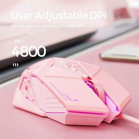 img 2 attached to 🖱️ INPHIC Pink Gaming Mouse: USB Optical Wired Mouse with RGB Backlight and Adjustable DPI up to 4800. Silent Click, Ergonomic Design, and 7 Programmable Buttons. Ideal PC Gaming Mice for Windows System.