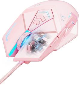 img 1 attached to 🖱️ INPHIC Pink Gaming Mouse: USB Optical Wired Mouse with RGB Backlight and Adjustable DPI up to 4800. Silent Click, Ergonomic Design, and 7 Programmable Buttons. Ideal PC Gaming Mice for Windows System.