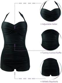 img 1 attached to 👙 Classic Women's Vintage Swimsuit: Push Up, Tummy Control, One Piece, Athletic Plus Size Bathing Suit, Swimwear