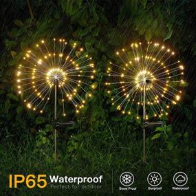 img 2 attached to 🌞 Solar Garden Lights 2 Pack, 120 LED Firework Lights with 2 Lighting Modes, Outdoor Solar Decorative Lights for Patio Walkway Pathway Backyard Christmas Party Decor, Warm White