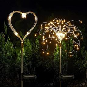 img 3 attached to 🌞 Solar Garden Lights 2 Pack, 120 LED Firework Lights with 2 Lighting Modes, Outdoor Solar Decorative Lights for Patio Walkway Pathway Backyard Christmas Party Decor, Warm White