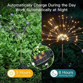 img 1 attached to 🌞 Solar Garden Lights 2 Pack, 120 LED Firework Lights with 2 Lighting Modes, Outdoor Solar Decorative Lights for Patio Walkway Pathway Backyard Christmas Party Decor, Warm White