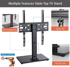 img 2 attached to 📺 FORGING MOUNT Swivel TV Stand with Wooden Base - Universal Tabletop TV Base for 32 to 55 Inch OLED LED LCD TVs - Height Adjustable TV Mount Stand with Cable Management - Supports up to 99lbs - VESA 400x400mm(Max)