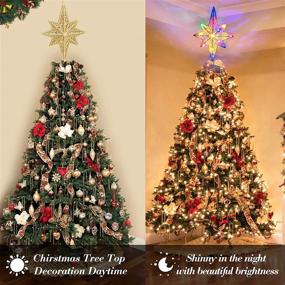 img 3 attached to 🎄 GoStock Rotating Christmas Tree Topper Light with Colorful LED Lights , Hollow-Out Glitter Star Tree Topper for Indoor Christmas Tree Home Decorations