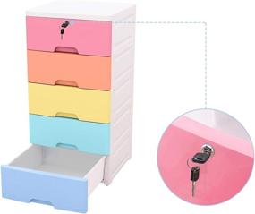 img 3 attached to 🗄️ Nafenai 5-Drawer Plastic Storage Dresser - Colorful Organizer Unit for Clothes, Toys, Bedroom, Playroom