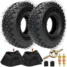 img 4 attached to 🔧 FVRITO 4.10/3.50-4 4.10-4 410-4 Tire and Inner Tube Set with Bent Valve Stem - Ideal Replacement for Lawn Mower, Hand Truck, Wheelbarrow, Trailers, Dollies, Wagon, Snowblower, Compressor, Generator, Go kart