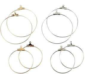 img 4 attached to 🔗 Fciqven 40Pcs Round Beading Hoop Earring Findings - Gold & Silver, Jewelry Making Essential