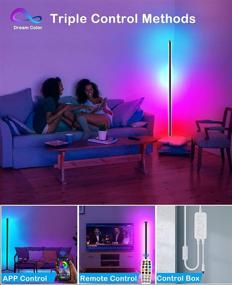 img 2 attached to 🌈 Dream Color LED Corner Floor Lamp with Bluetooth APP and Remote Control - Music Sync RGB Corner Floor Lamp for Living Room, Bedroom, and Gaming Room Lights - Modern Home Decoration Solution