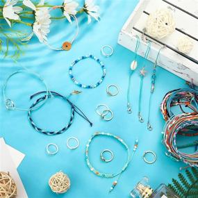 img 2 attached to 🌊 Hicarer 31-Piece Surfer Strand Wave Bracelet Set: Adjustable, Waterproof Handmade Friendship Wax Wrap Bracelet Anklet with Sunflower Braiding & Star Moon Knuckle Ring - Perfect Beach Bracelet for Girls