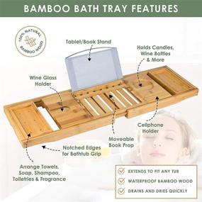 img 2 attached to Bamboo Bathtub Expandable Suitable Reading