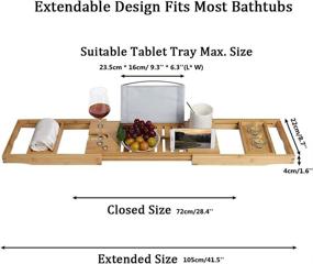 img 3 attached to Bamboo Bathtub Expandable Suitable Reading