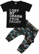 👕 cute camo outfits set for toddler: camo pants & letter printed tee – perfect boy girl clothes for summer! logo