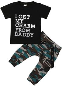 img 4 attached to 👕 Cute Camo Outfits Set for Toddler: Camo Pants & Letter Printed Tee – Perfect Boy Girl Clothes for Summer!