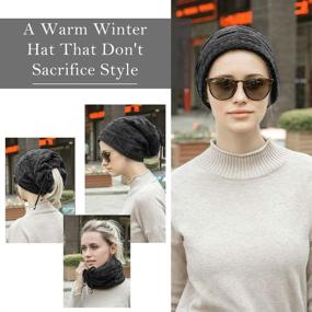 img 3 attached to ❄️ Winter Slouchy Beanie Hat: Fleece Lined, Knit Warm Soft Stretch Chunky Skull Cap for Men and Women with Ponytail - Stay Cozy in Style!