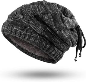 img 4 attached to ❄️ Winter Slouchy Beanie Hat: Fleece Lined, Knit Warm Soft Stretch Chunky Skull Cap for Men and Women with Ponytail - Stay Cozy in Style!