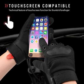 img 2 attached to 🧤 Tactical Gloves Hard Knuckle: Full Finger Protective Combat Gloves for Men & Women - Ideal for Airsoft, Military Training, Paintball, Climbing, Camping & Work - Touch Screen Gloves in Black