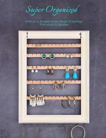 img 2 attached to 💎 White Wall Mount Jewelry Organizer Frame – Hanging Earring Display with Bracelet and Necklace Holder Rod