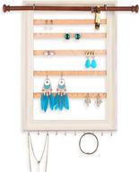 💎 white wall mount jewelry organizer frame – hanging earring display with bracelet and necklace holder rod логотип