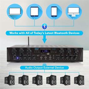 img 2 attached to Enhanced Wireless Home Audio Amplifier System - Bluetooth Compatible Sound Stereo Receiver Amp - Advanced 6 Channel 600Watt Power, Digital LCD, Headphone Jack, 1/4'' Microphone IN USB SD AUX RCA FM Radio - Pyle PTA66BT