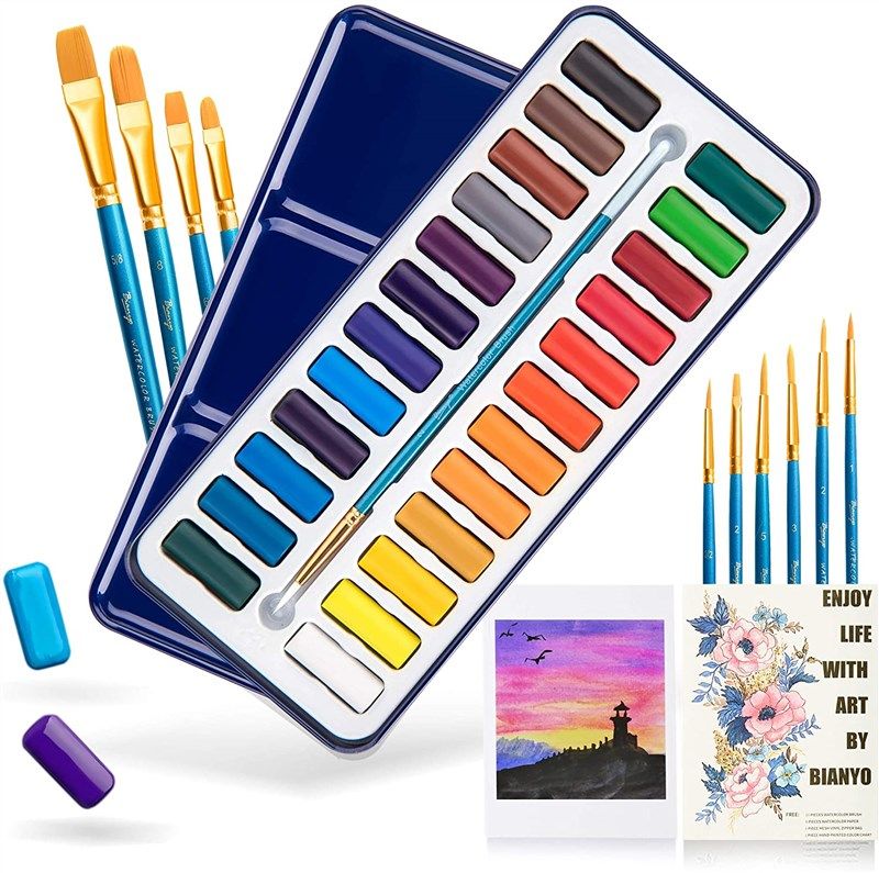 Art Set Color Pencils 72 Watercolor Pencils Professional Ameture Artists  Students Kids Hobby Numbered, with a Brush and Metal Box - 72 Water Color