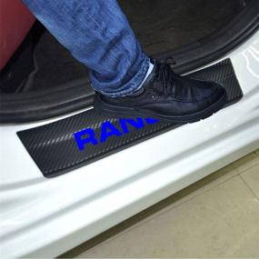 img 4 attached to Строительный накладной Рангера SENYAZON виниловый наклейка из углеродного волокна на автомобильных порогах синего цвета для Ford Ranger.